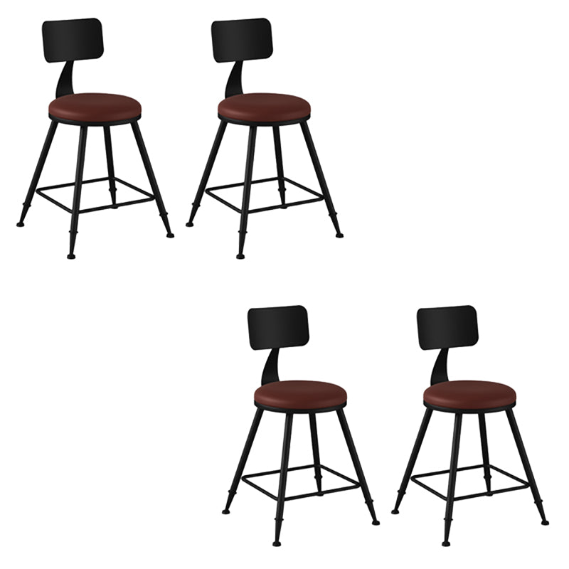 Modern Armless Backrest Counter Stool Iron Bar Stool with Seat and Pedal for Bar Brown 4 Piece Set Short Stool(18"H) Clearhalo 'Bar Furniture' 'Bar Stools' 'bar_stools' 'furn' 'furn_bar_stools' 'Furniture' 'Kitchen & Dining Furniture' 6580407