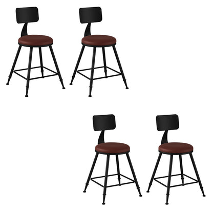 Modern Armless Backrest Counter Stool Iron Bar Stool with Seat and Pedal for Bar Brown 4 Piece Set Short Stool(18"H) Clearhalo 'Bar Furniture' 'Bar Stools' 'bar_stools' 'furn' 'furn_bar_stools' 'Furniture' 'Kitchen & Dining Furniture' 6580407