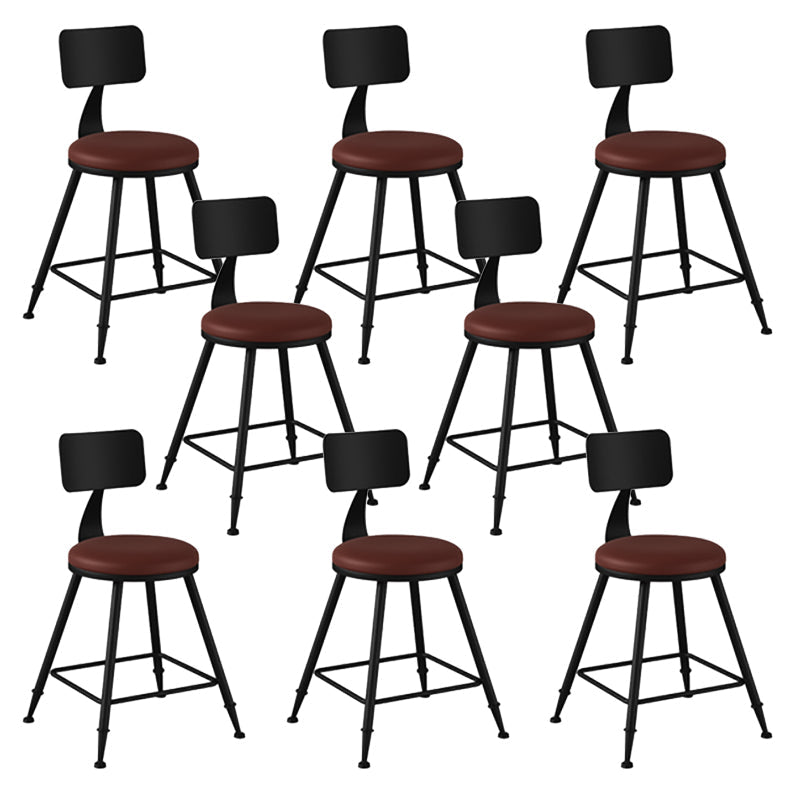 Modern Armless Backrest Counter Stool Iron Bar Stool with Seat and Pedal for Bar Brown 8 Piece Set Short Stool(18"H) Clearhalo 'Bar Furniture' 'Bar Stools' 'bar_stools' 'furn' 'furn_bar_stools' 'Furniture' 'Kitchen & Dining Furniture' 6580408