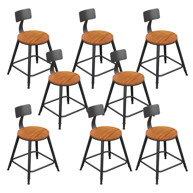 Modern Armless Backrest Counter Stool Iron Bar Stool with Seat and Pedal for Bar Light Brown 8 Piece Set Short Stool(18"H) Clearhalo 'Bar Furniture' 'Bar Stools' 'bar_stools' 'furn' 'furn_bar_stools' 'Furniture' 'Kitchen & Dining Furniture' 6580410