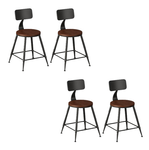 Modern Armless Backrest Counter Stool Iron Bar Stool with Seat and Pedal for Bar Dark Brown 4 Piece Set Short Stool(18"H) Clearhalo 'Bar Furniture' 'Bar Stools' 'bar_stools' 'furn' 'furn_bar_stools' 'Furniture' 'Kitchen & Dining Furniture' 6580411
