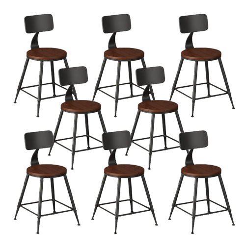 Modern Armless Backrest Counter Stool Iron Bar Stool with Seat and Pedal for Bar Dark Brown 8 Piece Set Short Stool(18"H) Clearhalo 'Bar Furniture' 'Bar Stools' 'bar_stools' 'furn' 'furn_bar_stools' 'Furniture' 'Kitchen & Dining Furniture' 6580412