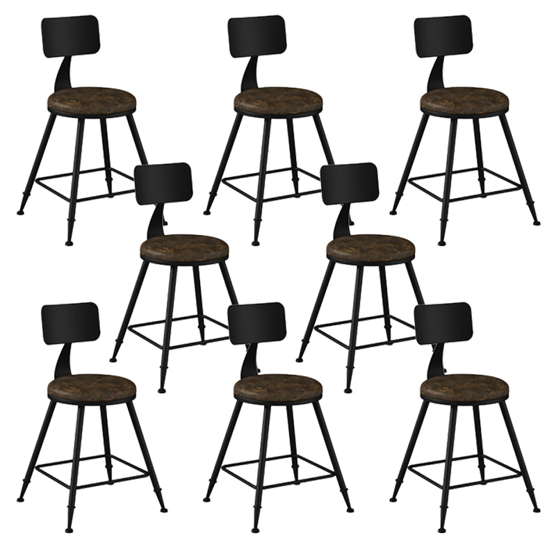 Modern Armless Backrest Counter Stool Iron Bar Stool with Seat and Pedal for Bar Tan 8 Piece Set Short Stool(18"H) Clearhalo 'Bar Furniture' 'Bar Stools' 'bar_stools' 'furn' 'furn_bar_stools' 'Furniture' 'Kitchen & Dining Furniture' 6580414