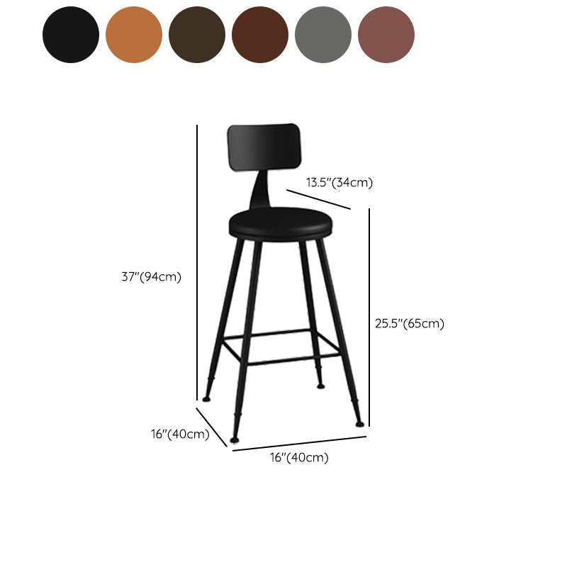 Modern Armless Backrest Counter Stool Iron Bar Stool with Seat and Pedal for Bar Clearhalo 'Bar Furniture' 'Bar Stools' 'bar_stools' 'furn' 'furn_bar_stools' 'Furniture' 'Kitchen & Dining Furniture' 6580416
