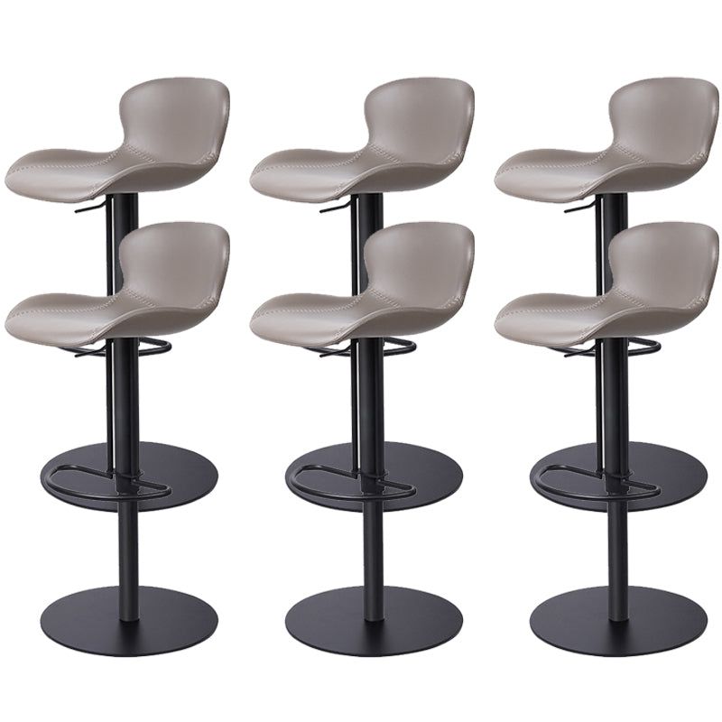 Leather Bar Stool Adjustable Height Backrest Counter Stool for Bristol Grey Black 6 Piece Set Clearhalo 'Bar Furniture' 'Bar Stools' 'bar_stools' 'furn' 'furn_bar_stools' 'Furniture' 'Kitchen & Dining Furniture' 6580657