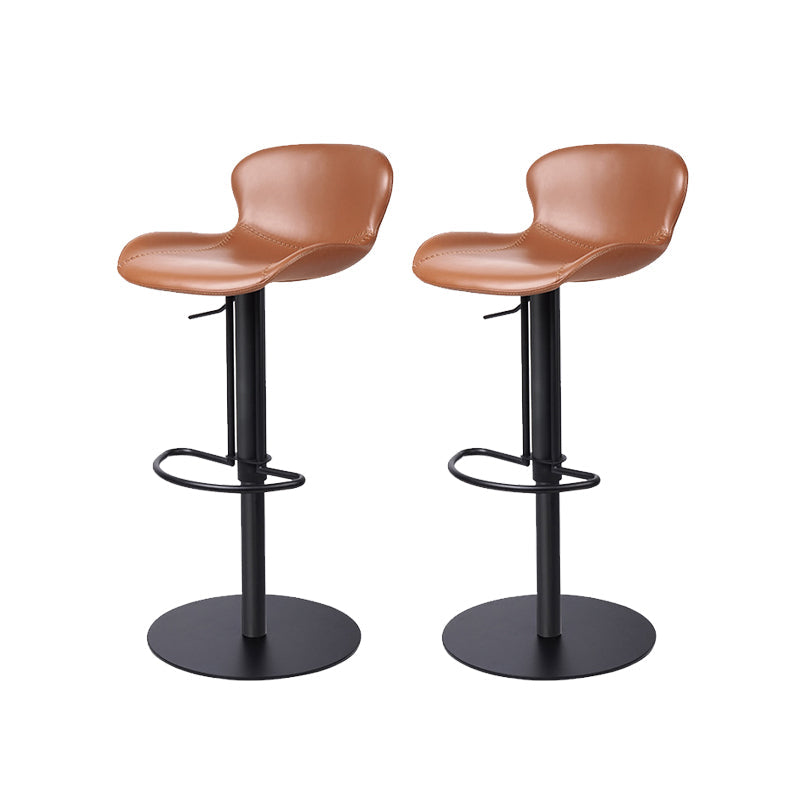 Leather Bar Stool Adjustable Height Backrest Counter Stool for Bristol Brown Black 2 Piece Set Clearhalo 'Bar Furniture' 'Bar Stools' 'bar_stools' 'furn' 'furn_bar_stools' 'Furniture' 'Kitchen & Dining Furniture' 6580663