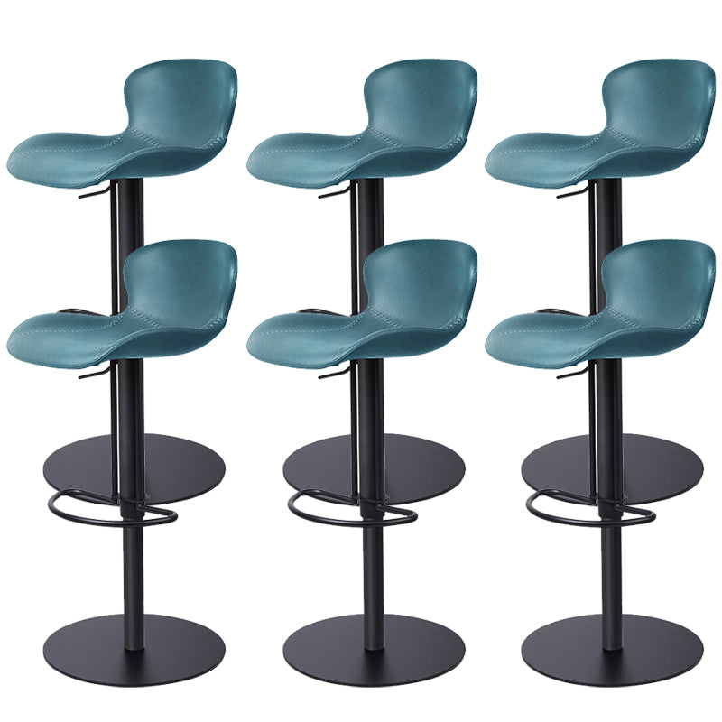 Leather Bar Stool Adjustable Height Backrest Counter Stool for Bristol Blue Black 6 Piece Set Clearhalo 'Bar Furniture' 'Bar Stools' 'bar_stools' 'furn' 'furn_bar_stools' 'Furniture' 'Kitchen & Dining Furniture' 6580676