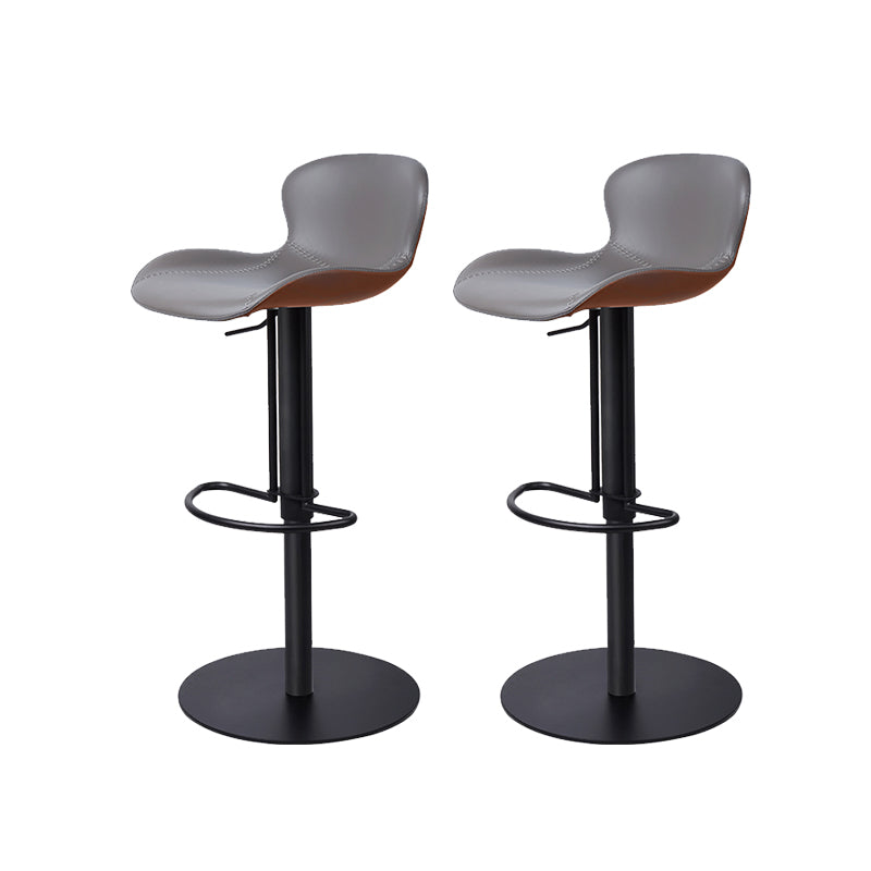 Leather Bar Stool Adjustable Height Backrest Counter Stool for Bristol Gray Coffee Black 2 Piece Set Clearhalo 'Bar Furniture' 'Bar Stools' 'bar_stools' 'furn' 'furn_bar_stools' 'Furniture' 'Kitchen & Dining Furniture' 6580680