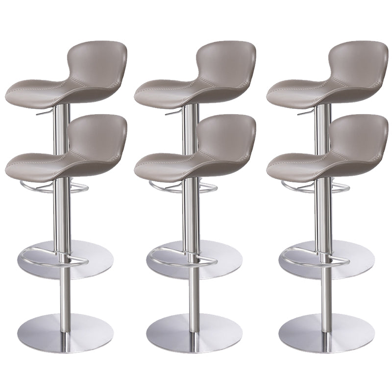 Leather Bar Stool Adjustable Height Backrest Counter Stool for Bristol Grey Silver 6 Piece Set Clearhalo 'Bar Furniture' 'Bar Stools' 'bar_stools' 'furn' 'furn_bar_stools' 'Furniture' 'Kitchen & Dining Furniture' 6580687