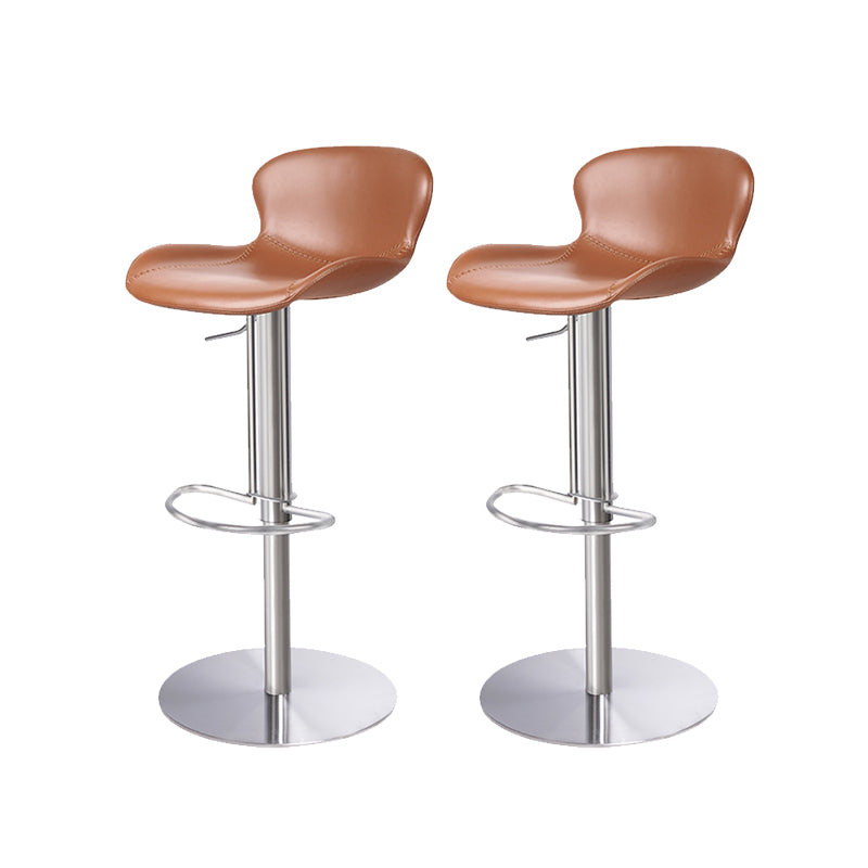 Leather Bar Stool Adjustable Height Backrest Counter Stool for Bristol Brown Silver 2 Piece Set Clearhalo 'Bar Furniture' 'Bar Stools' 'bar_stools' 'furn' 'furn_bar_stools' 'Furniture' 'Kitchen & Dining Furniture' 6580690