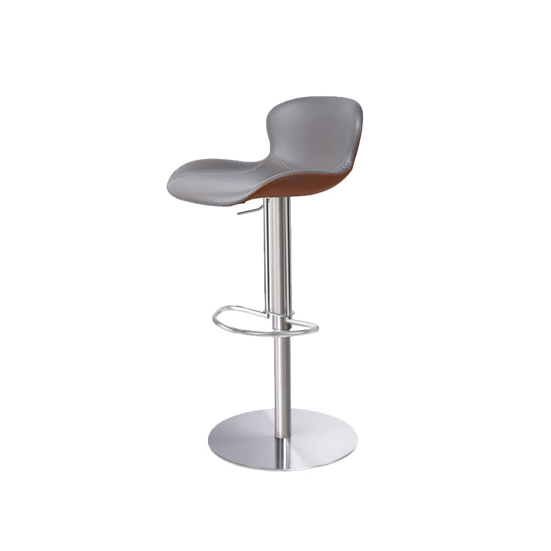Leather Bar Stool Adjustable Height Backrest Counter Stool for Bristol Gray Coffee Silver 1 Piece Clearhalo 'Bar Furniture' 'Bar Stools' 'bar_stools' 'furn' 'furn_bar_stools' 'Furniture' 'Kitchen & Dining Furniture' 6580698