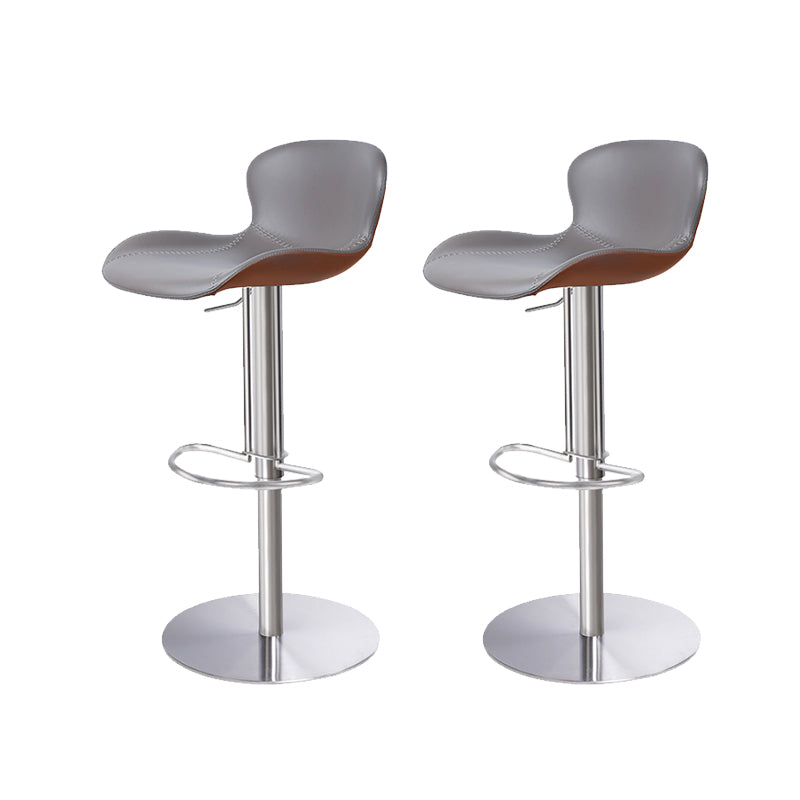 Leather Bar Stool Adjustable Height Backrest Counter Stool for Bristol Gray Coffee Silver 2 Piece Set Clearhalo 'Bar Furniture' 'Bar Stools' 'bar_stools' 'furn' 'furn_bar_stools' 'Furniture' 'Kitchen & Dining Furniture' 6580699