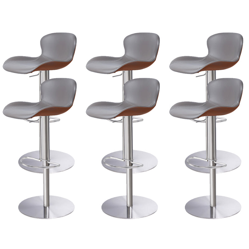 Leather Bar Stool Adjustable Height Backrest Counter Stool for Bristol Gray Coffee Silver 6 Piece Set Clearhalo 'Bar Furniture' 'Bar Stools' 'bar_stools' 'furn' 'furn_bar_stools' 'Furniture' 'Kitchen & Dining Furniture' 6580701