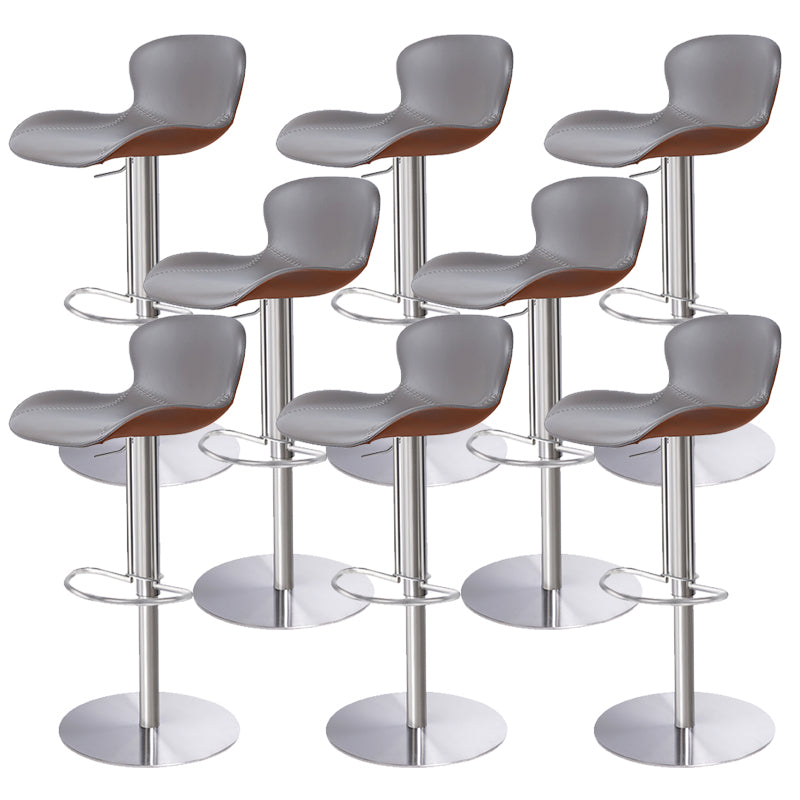 Leather Bar Stool Adjustable Height Backrest Counter Stool for Bristol Gray Coffee Silver 8 Piece Set Clearhalo 'Bar Furniture' 'Bar Stools' 'bar_stools' 'furn' 'furn_bar_stools' 'Furniture' 'Kitchen & Dining Furniture' 6580702