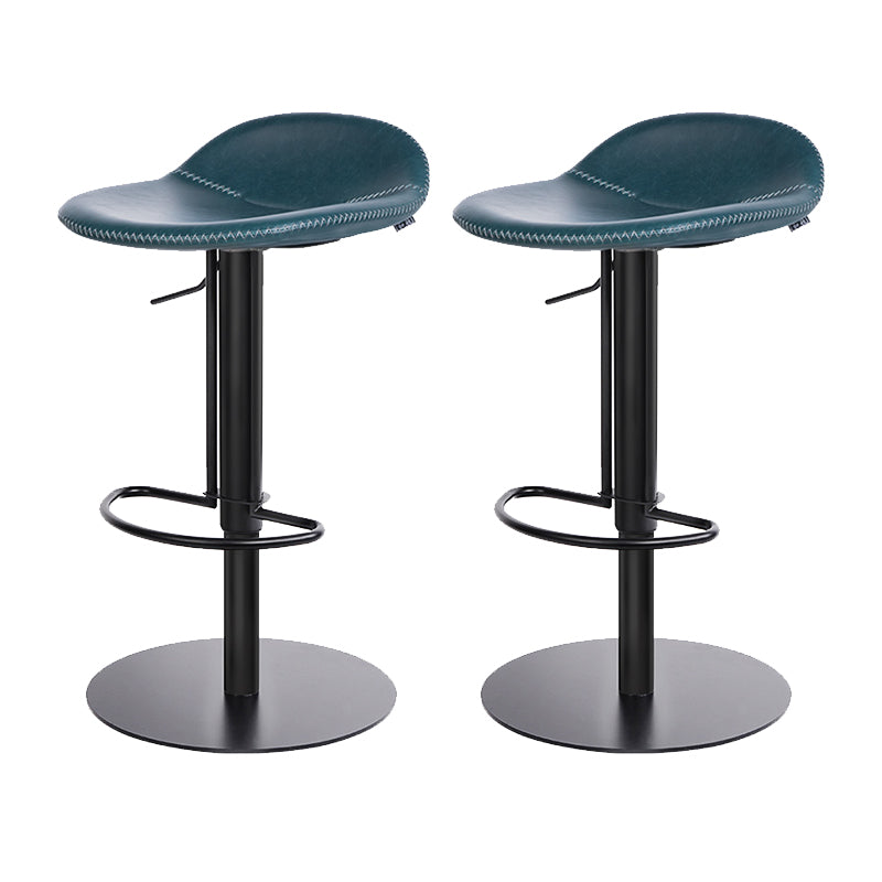 Leather Bar Stool Backless Counter Stool for Bristol with Swivel Black Blue 2 Piece Set Clearhalo 'Bar Furniture' 'Bar Stools' 'bar_stools' 'furn' 'furn_bar_stools' 'Furniture' 'Kitchen & Dining Furniture' 6580718