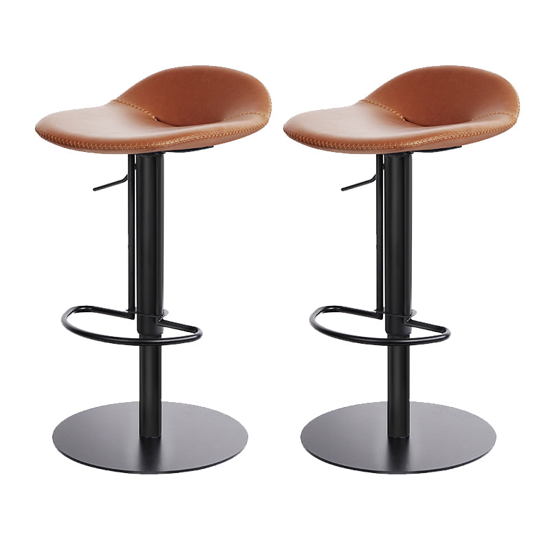 Leather Bar Stool Backless Counter Stool for Bristol with Swivel Black Brown 2 Piece Set Clearhalo 'Bar Furniture' 'Bar Stools' 'bar_stools' 'furn' 'furn_bar_stools' 'Furniture' 'Kitchen & Dining Furniture' 6580727