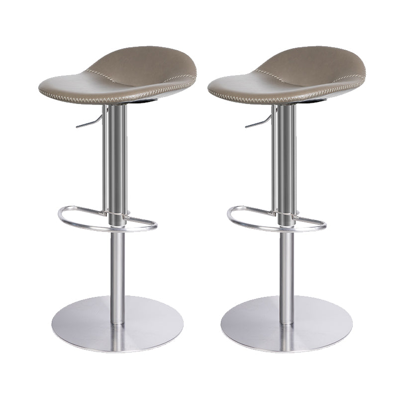 Leather Bar Stool Backless Counter Stool for Bristol with Swivel Silver Gray 2 Piece Set Clearhalo 'Bar Furniture' 'Bar Stools' 'bar_stools' 'furn' 'furn_bar_stools' 'Furniture' 'Kitchen & Dining Furniture' 6580735