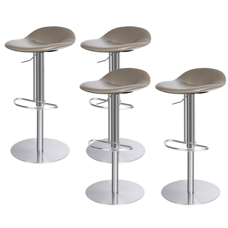 Leather Bar Stool Backless Counter Stool for Bristol with Swivel Silver Gray 4 Piece Set Clearhalo 'Bar Furniture' 'Bar Stools' 'bar_stools' 'furn' 'furn_bar_stools' 'Furniture' 'Kitchen & Dining Furniture' 6580736