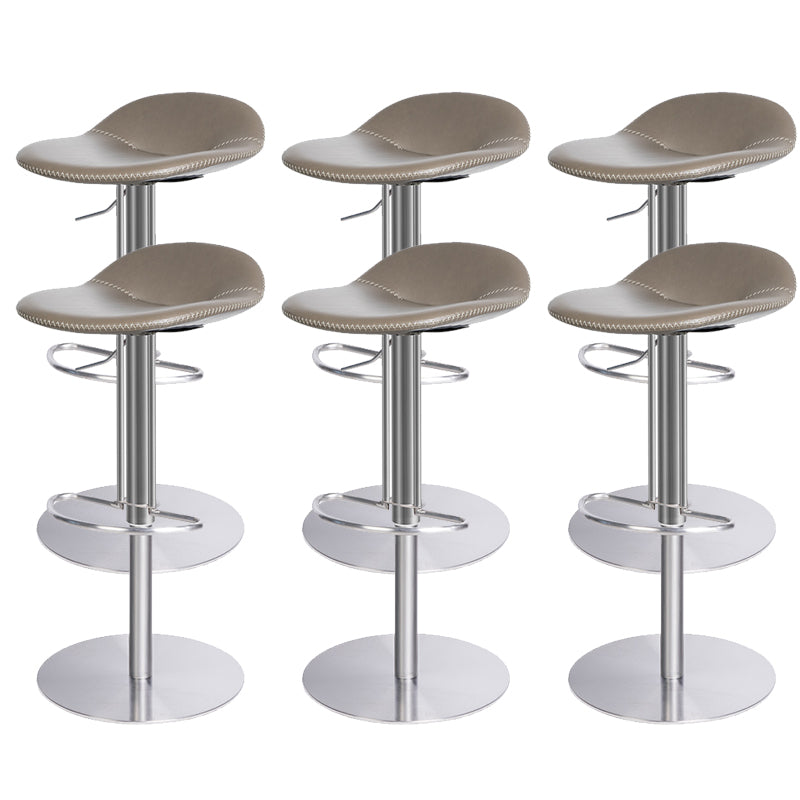 Leather Bar Stool Backless Counter Stool for Bristol with Swivel Silver Gray 6 Piece Set Clearhalo 'Bar Furniture' 'Bar Stools' 'bar_stools' 'furn' 'furn_bar_stools' 'Furniture' 'Kitchen & Dining Furniture' 6580737