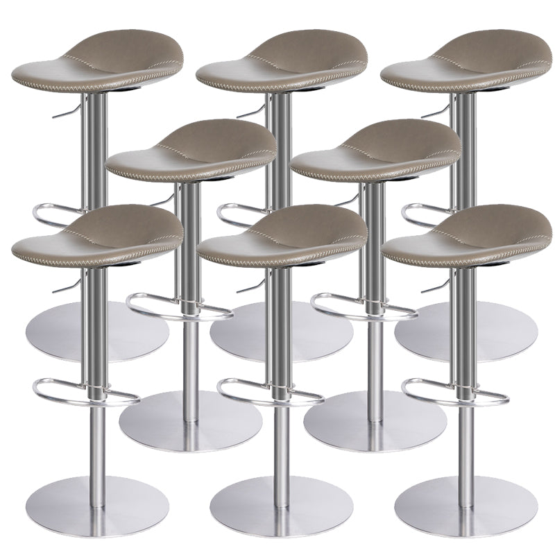 Leather Bar Stool Backless Counter Stool for Bristol with Swivel Silver Gray 8 Piece Set Clearhalo 'Bar Furniture' 'Bar Stools' 'bar_stools' 'furn' 'furn_bar_stools' 'Furniture' 'Kitchen & Dining Furniture' 6580738