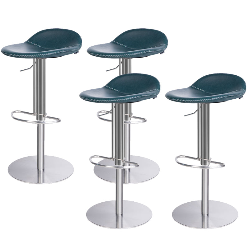 Leather Bar Stool Backless Counter Stool for Bristol with Swivel Silver Blue 4 Piece Set Clearhalo 'Bar Furniture' 'Bar Stools' 'bar_stools' 'furn' 'furn_bar_stools' 'Furniture' 'Kitchen & Dining Furniture' 6580741