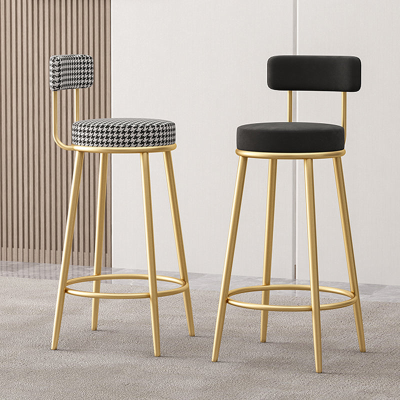 Glam Sgabello da bancone con schienale senza braccioli Sgabello da bar in ferro con pedale e cuscino per bar