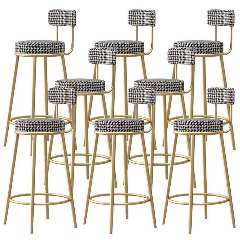 Glam Sgabello da bancone con schienale senza braccioli Sgabello da bar in ferro con pedale e cuscino per bar