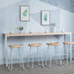 Modern Bar Height Table Solid Wood Top Bistro Bar Table with White Base