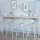Modern Bar Height Table Solid Wood Top Bistro Bar Table with White Base