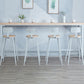 Modern Bar Height Table Solid Wood Top Bistro Bar Table with White Base