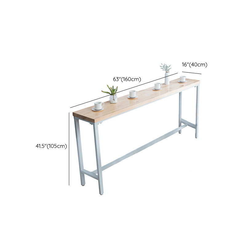 Modern Bar Height Table Solid Wood Top Bistro Bar Table with White Base