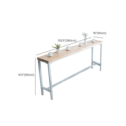 Modern Bar Height Table Solid Wood Top Bistro Bar Table with White Base