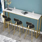 Glam Bar Height Table White Faux Marble Top Bistro Bar Table with Metal Base 78.7"L x 15.7"W x 41.3"H Without Chairs Clearhalo 'Bar Furniture' 'Bar Tables' 'bar_tables' 'furn' 'furn_bar_tables' 'Furniture' 'Kitchen & Dining Furniture' 6580849