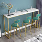 Glam Bar Height Table White Faux Marble Top Bistro Bar Table with Metal Base 63"L x 15.7"W x 41.3"H Without Chairs Clearhalo 'Bar Furniture' 'Bar Tables' 'bar_tables' 'furn' 'furn_bar_tables' 'Furniture' 'Kitchen & Dining Furniture' 6580851