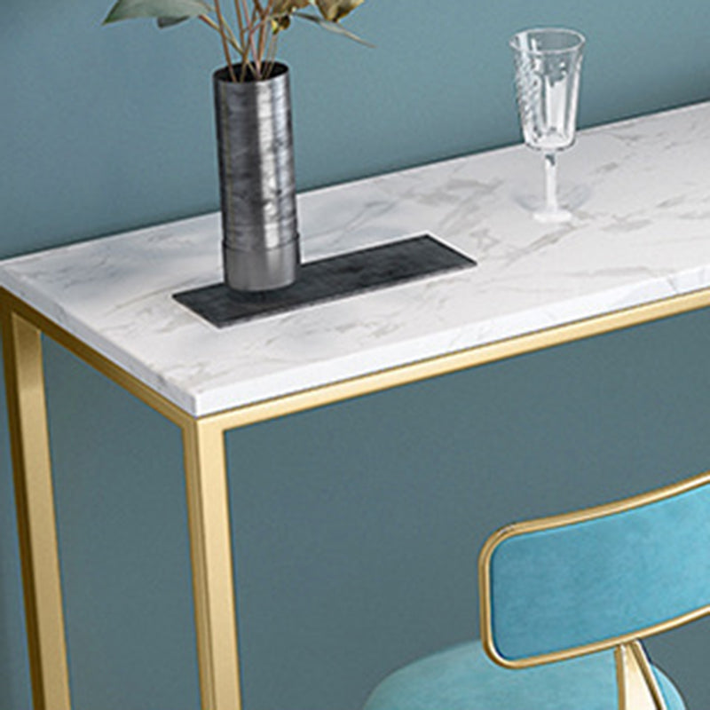 Glam Bar Height Table White Faux Marble Top Bistro Bar Table with Metal Base Clearhalo 'Bar Furniture' 'Bar Tables' 'bar_tables' 'furn' 'furn_bar_tables' 'Furniture' 'Kitchen & Dining Furniture' 6580854