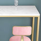 Glam Bar Height Table White Faux Marble Top Bistro Bar Table with Metal Base Clearhalo 'Bar Furniture' 'Bar Tables' 'bar_tables' 'furn' 'furn_bar_tables' 'Furniture' 'Kitchen & Dining Furniture' 6580855