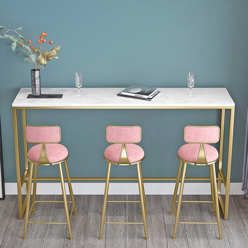 Glam Bar Height Table White Faux Marble Top Bistro Bar Table with Metal Base Clearhalo 'Bar Furniture' 'Bar Tables' 'bar_tables' 'furn' 'furn_bar_tables' 'Furniture' 'Kitchen & Dining Furniture' 6580857