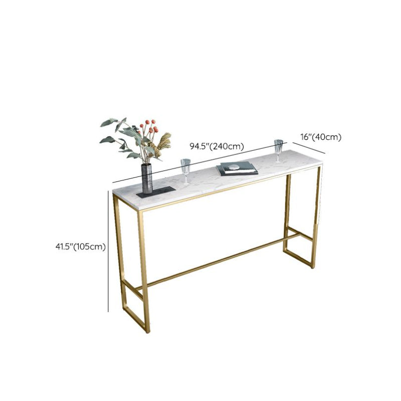 Glam Bar Height Table White Faux Marble Top Bistro Bar Table with Metal Base Clearhalo 'Bar Furniture' 'Bar Tables' 'bar_tables' 'furn' 'furn_bar_tables' 'Furniture' 'Kitchen & Dining Furniture' 6580859