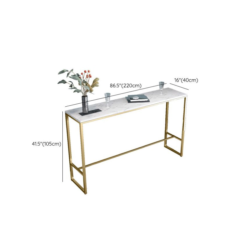 Glam Bar Height Table White Faux Marble Top Bistro Bar Table with Metal Base Clearhalo 'Bar Furniture' 'Bar Tables' 'bar_tables' 'furn' 'furn_bar_tables' 'Furniture' 'Kitchen & Dining Furniture' 6580860