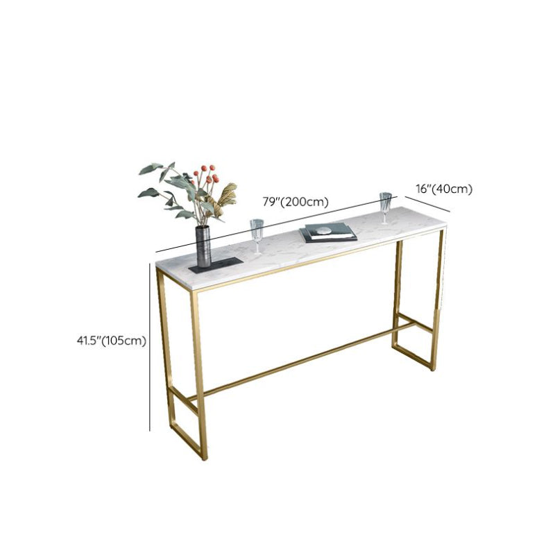 Glam Bar Height Table White Faux Marble Top Bistro Bar Table with Metal Base Clearhalo 'Bar Furniture' 'Bar Tables' 'bar_tables' 'furn' 'furn_bar_tables' 'Furniture' 'Kitchen & Dining Furniture' 6580861