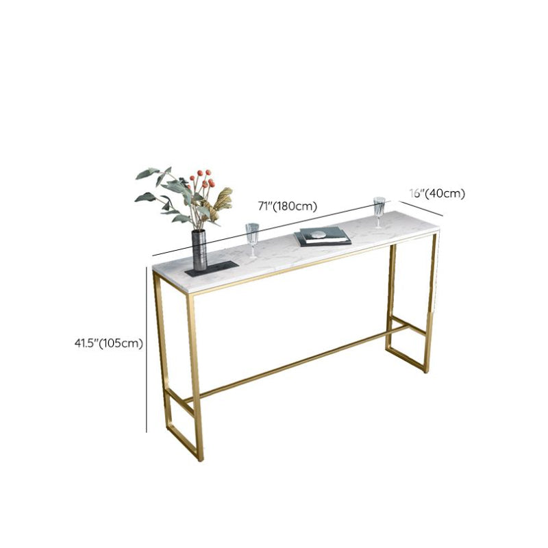 Glam Bar Height Table White Faux Marble Top Bistro Bar Table with Metal Base Clearhalo 'Bar Furniture' 'Bar Tables' 'bar_tables' 'furn' 'furn_bar_tables' 'Furniture' 'Kitchen & Dining Furniture' 6580862