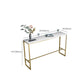 Glam Bar Height Table White Faux Marble Top Bistro Bar Table with Metal Base Clearhalo 'Bar Furniture' 'Bar Tables' 'bar_tables' 'furn' 'furn_bar_tables' 'Furniture' 'Kitchen & Dining Furniture' 6580864