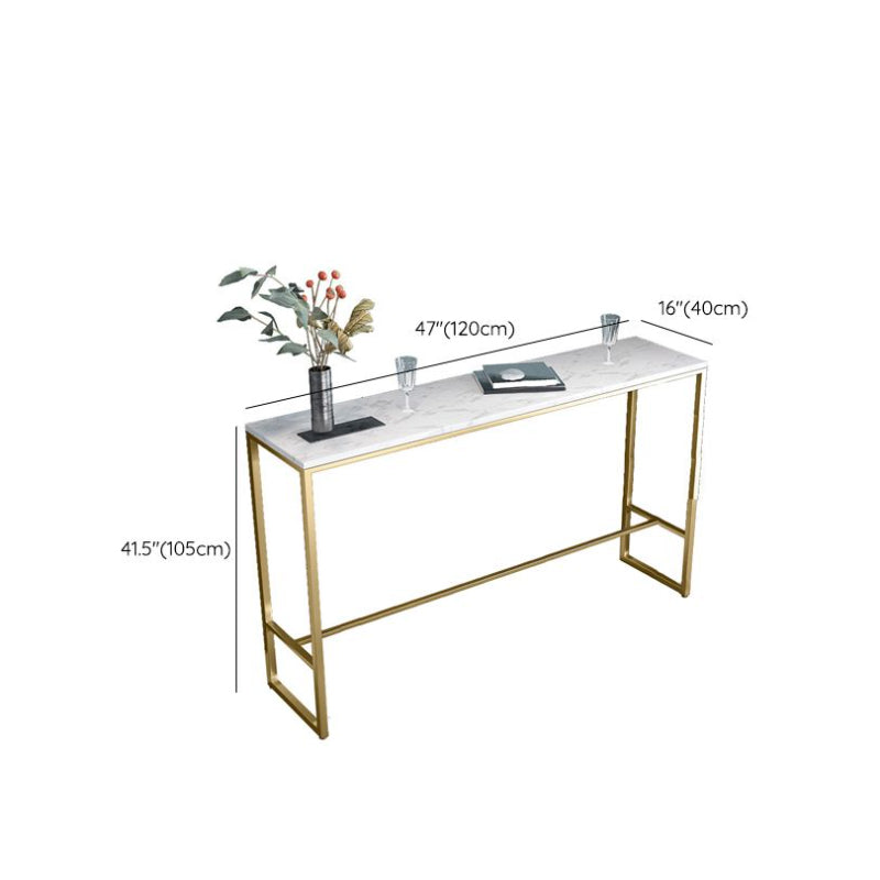 Glam Bar Height Table White Faux Marble Top Bistro Bar Table with Metal Base Clearhalo 'Bar Furniture' 'Bar Tables' 'bar_tables' 'furn' 'furn_bar_tables' 'Furniture' 'Kitchen & Dining Furniture' 6580865
