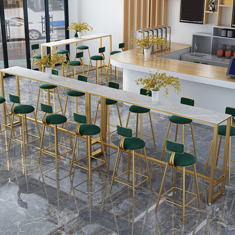 Mesa rectangular blanca con altura de barra, estilo glamuroso, mesa de bar de bistró con base de caballete