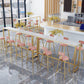 Mesa rectangular blanca con altura de barra, estilo glamuroso, mesa de bar de bistró con base de caballete