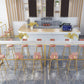 Mesa rectangular blanca con altura de barra, estilo glamuroso, mesa de bar de bistró con base de caballete