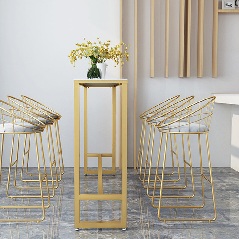 Mesa rectangular blanca con altura de barra, estilo glamuroso, mesa de bar de bistró con base de caballete