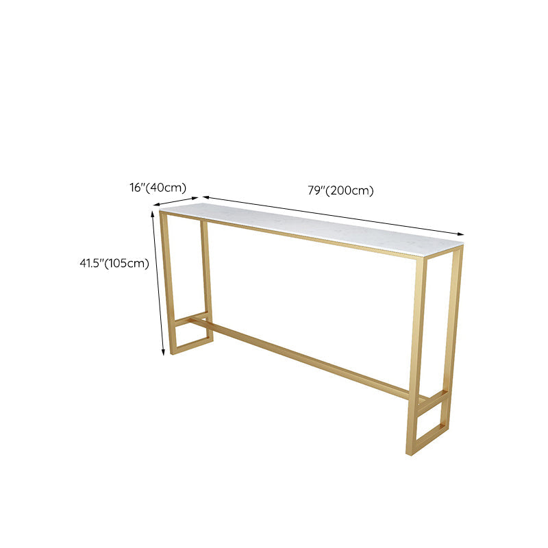 Mesa rectangular blanca con altura de barra, estilo glamuroso, mesa de bar de bistró con base de caballete