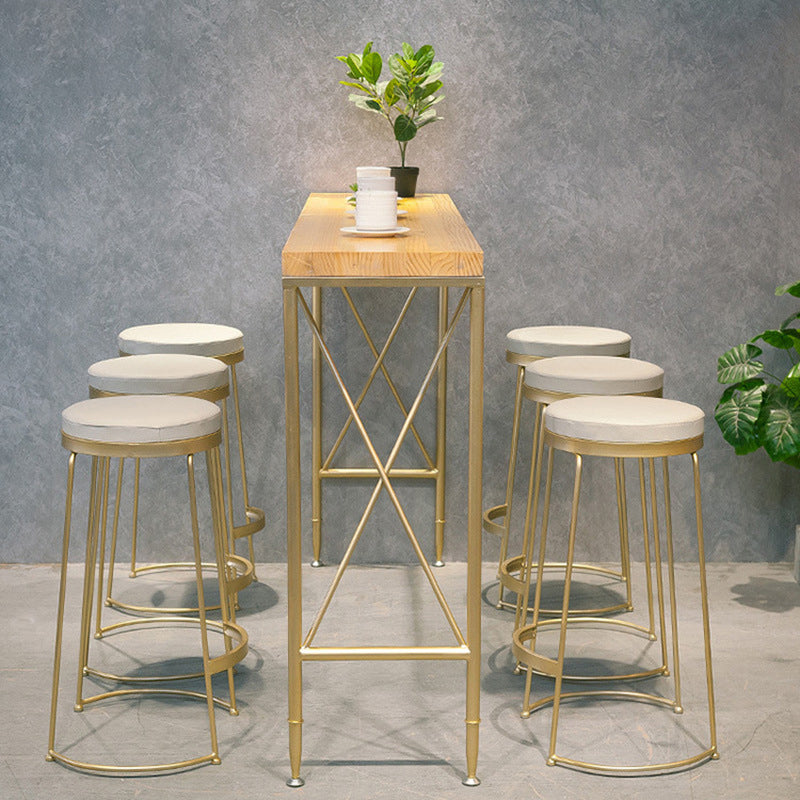 Glam Barhöhentisch, Bistro-Bartisch mit Massivholzplatte und Metallsockel