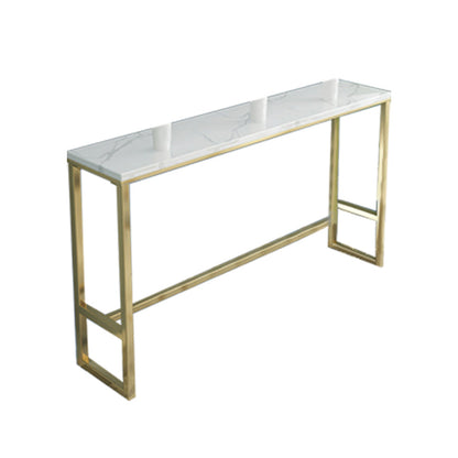 White Faux Marble Table Modern Style Bistro Table with Gold Base Without Chairs Clearhalo 'Bar Furniture' 'Bar Tables' 'bar_tables' 'furn' 'furn_bar_tables' 'Furniture' 'Kitchen & Dining Furniture' 6580978